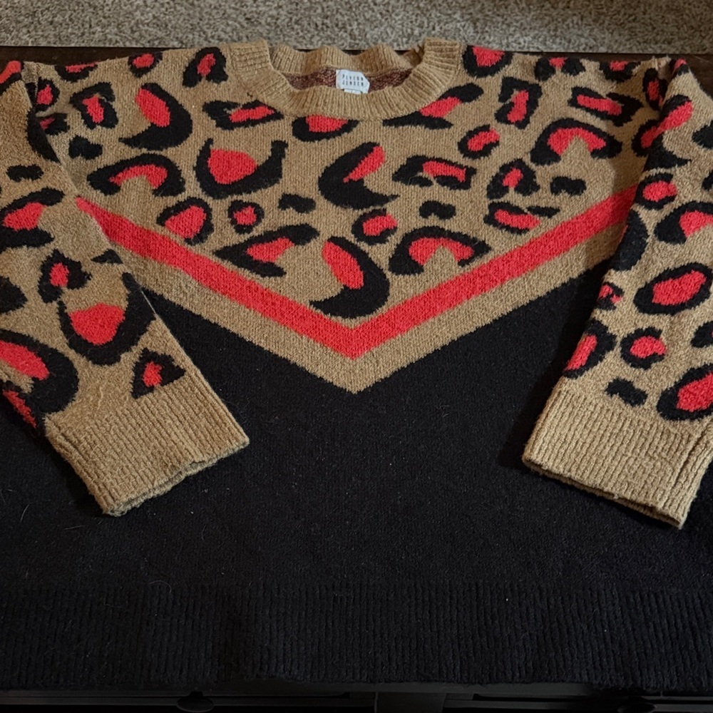 Peyton Jensen Leopard Print Sweater Evereve Red Black